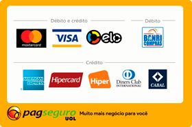 Aceitamos cartões de crédito via Pag Seguro